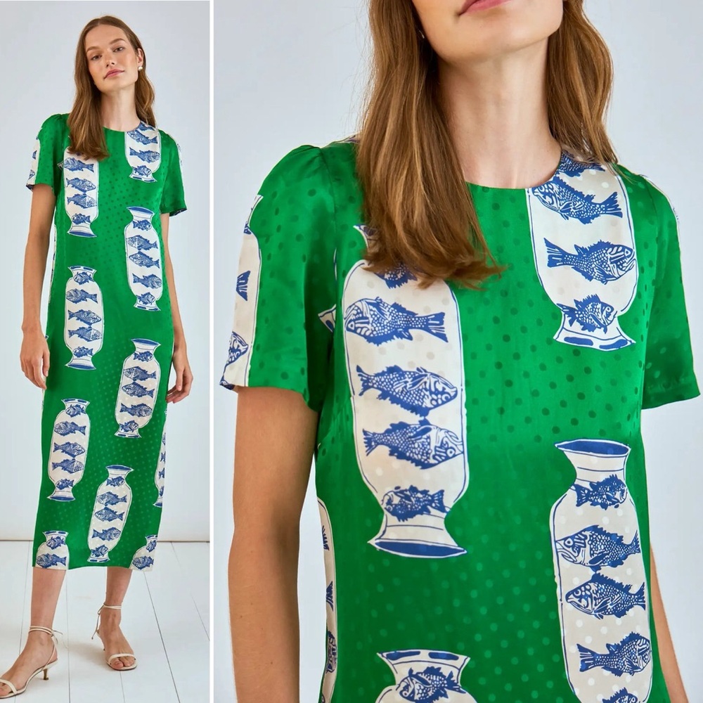 NWOT Hunter Bell Silk Valerie dress in Herring Green Size 4 *SOLD OUT*